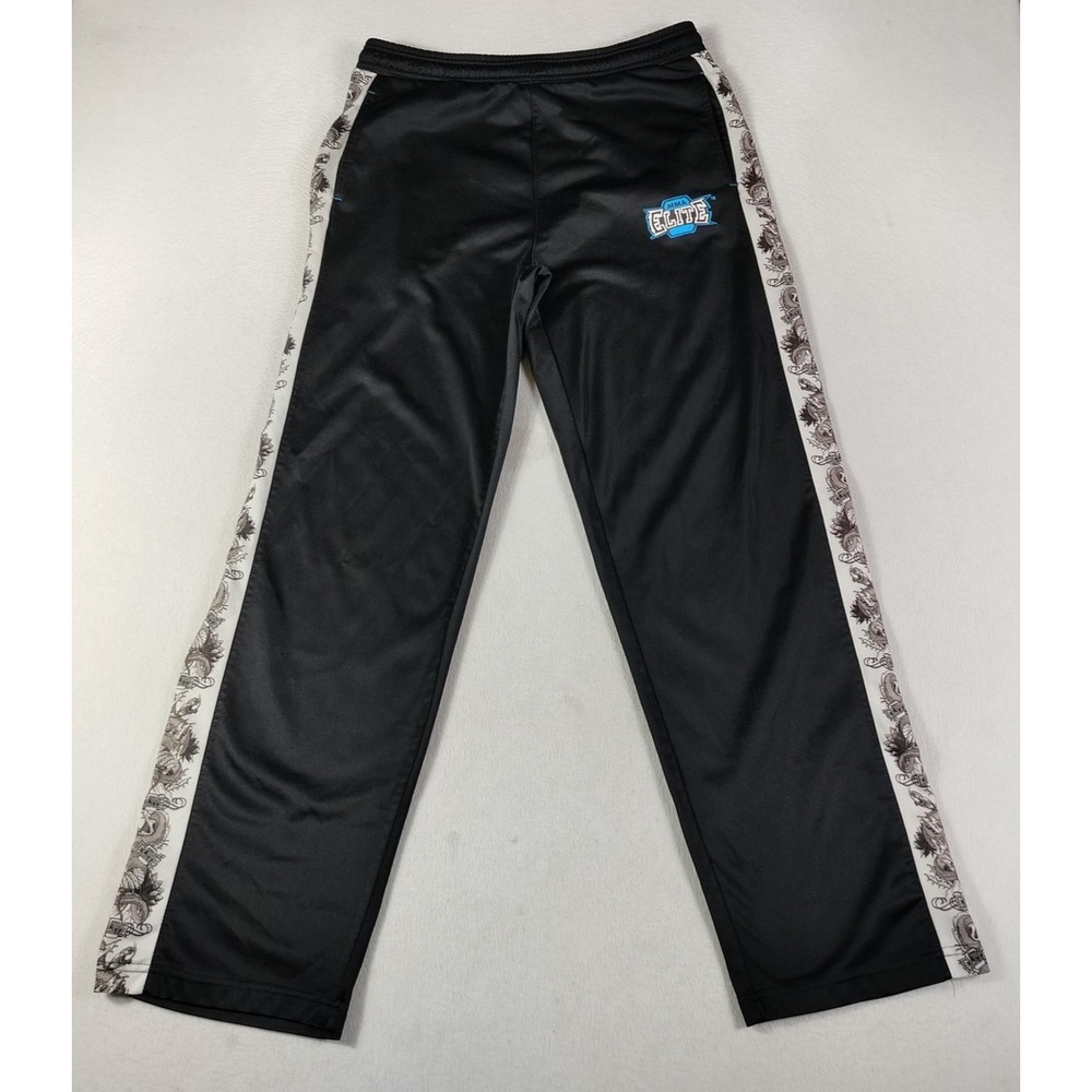 MMA Elite Track Pants Mens Medium‎ Black Side Stripe Dragon Graphic Athletic